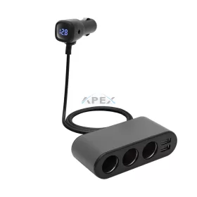  SAL SAU80W autós feszültségelosztó és USB töltő, 3.4A USB töltő, max.80Watt, fém burkolat, Voltmérő, autó-akkumulátor állapotának ellenőrzése, 12/24V járművekhez