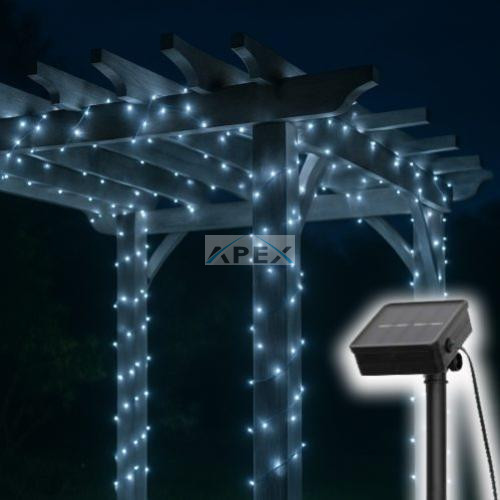 Home SLC100WH szolár fényfüzér, 100db hidegfehér LED, 7m hosszúság, zöld vezeték, kültéri kivitel