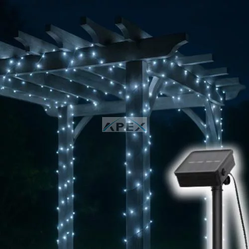 Home SLC200WH szolár fényfüzér, 200db hidegfehér LED, 14m hosszúság, zöld vezeték, kültéri kivitel