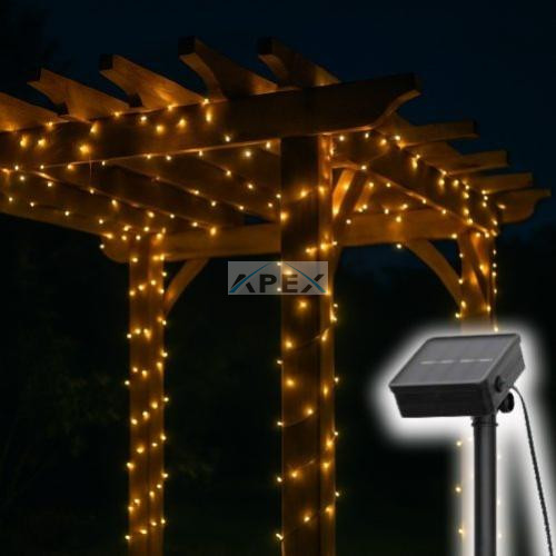 Home SLC200WW szolár fényfüzér, 200db melegfehér LED, 14m hosszúság, zöld vezeték, kültéri kivitel