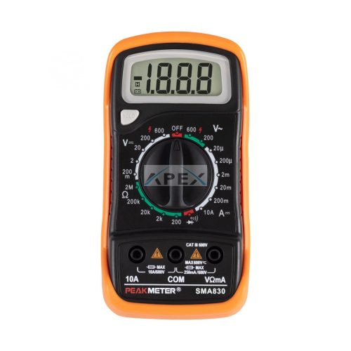 Home SMA 830 digitális multiméter, gyenfeszültség, váltófeszültség, egyenáram, ellenállás mérése, tartozékok: mérőzsinór