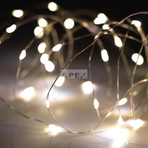 Home SML100WW micro LED fényfüzér, 5 méter, napelemes, kül- és beltéri kivitel, 100 db melegfehér micro LED