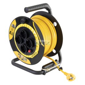   STANLEY SXECCL26BVE beltéri kábeldob, 25 m, beépített kábelvezető, masszív fém láb és fogantyú, H05VV-F 3G1,5 mm2 kábel, max. 3000 W