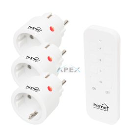   Home TH2313 távirányítható mini hálózati aljzat szett, 2300 W, 3 aljzat + 1 távirányító, 40m hatótáv