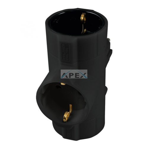 Home TPF-26/BK hálózati elosztó, T-alakú, 3 földelt aljzat gyermekvédelemmel, max. 3680W, fekete