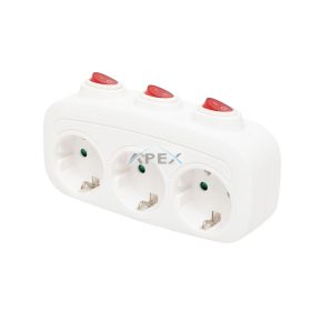   Home TPF 3K földelt hálózati T" elosztó, 3 db földelt aljzat, 3 kapcsoló"