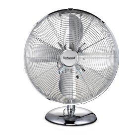   Techwood TVI-335 fém asztali ventilátor, 30 cm-es lapátátmérő, 45 W, 3 sebesség, oszcillálás, hálózati tápellátás