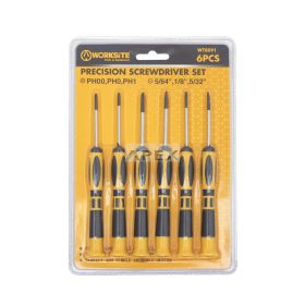   WORKSITE WT8091 műszerész csavarhúzó készlet, 6db, lapos és Phillips csillag fejek, precíziós feladatokhoz