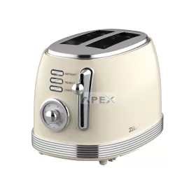   Zilan ZLN1191 retró kenyérpirító, 850 W, 6 fokozat, 2 szeletes, STOP funkció, morzsatálca, bézs