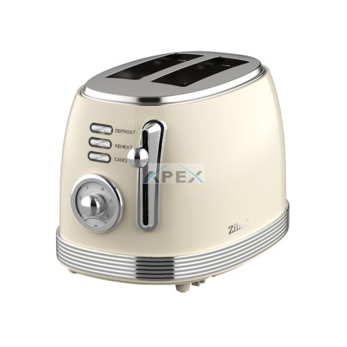 Zilan ZLN1191 retró kenyérpirító, 850 W, 6 fokozat, 2 szeletes, STOP funkció, morzsatálca, bézs