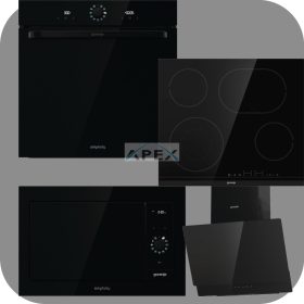   Gorenje Simplicity BOS6737SYB hőlégkeveréses sütő + ECT643BCSC üvegkerámia főzőlap + BM235G1SYB grilles mikrohullámú sütő + WHI649EB Döntött fali páraelszívó fehér színben