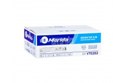 MERIDA VTE202 Hajtogatott SLIM kéztörlő, fehér, 2rétegű, cellulóz, 'Z' hajtogatású, 3000lap, keskeny adagolóba