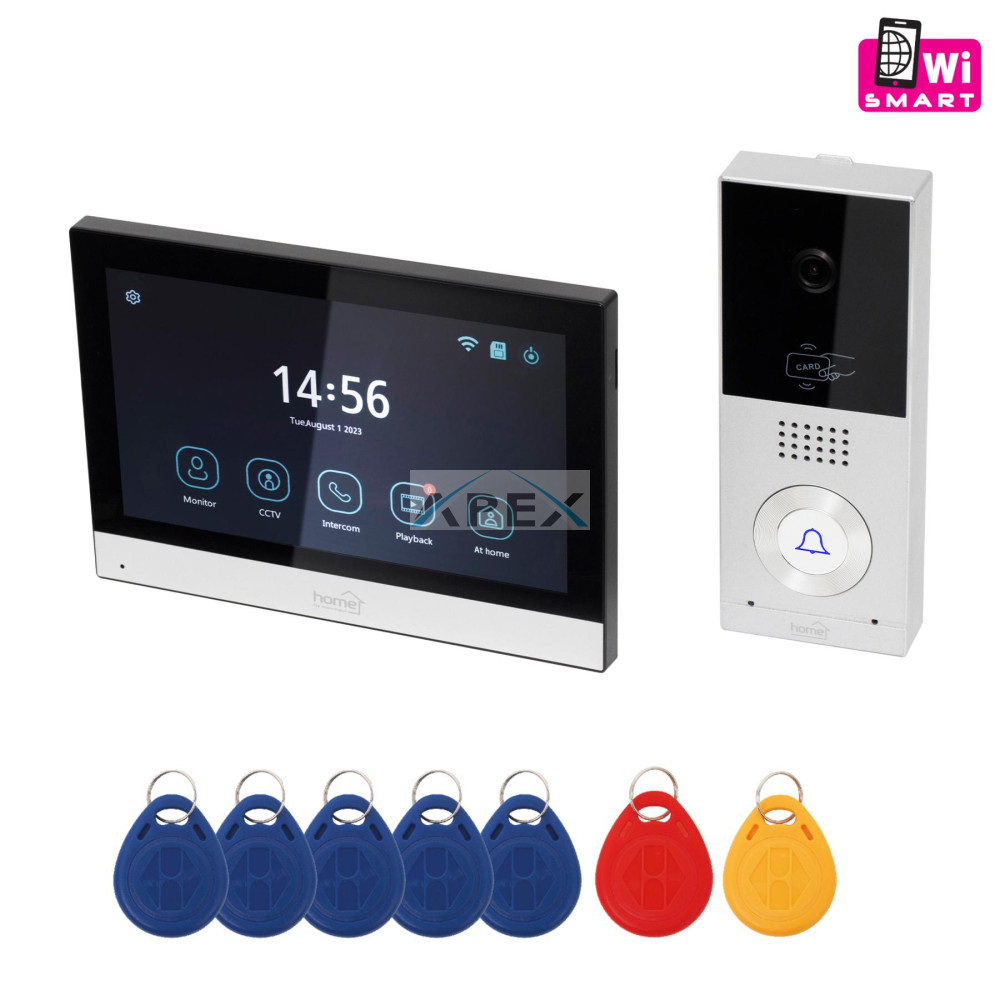 HOME DPV SMART - Home DPV SMART video kaputelefon, 7" érintőképernyő, IP65, AHD kamera, mozgásérzékelő, RFID, bővíthető, InterCom, Smart Life, Tuya Smart